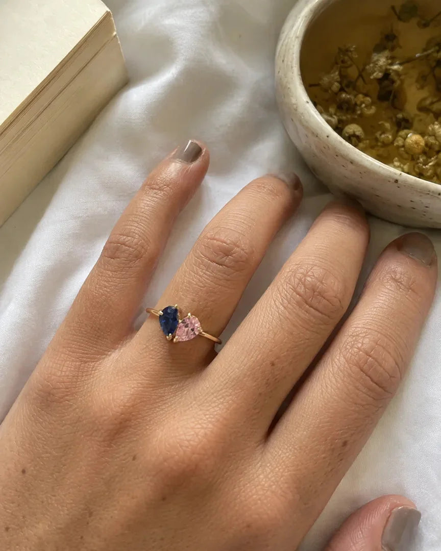 Customer wearing the delicate Veria Ring