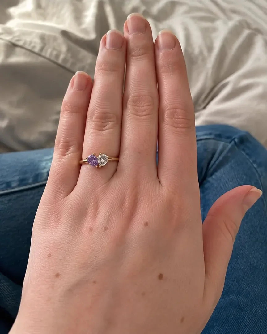 Customer wearing her personalized Veria Ring